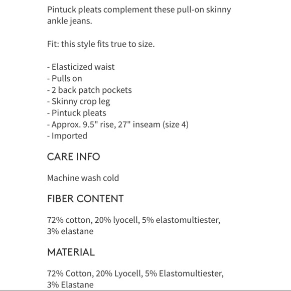 NYDJ $109 Pintuck Pull On Skinny Ankle Jeans Black - Picture 5 of 5